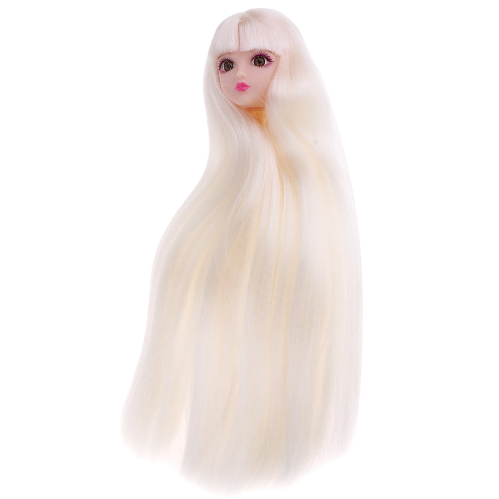 No Eyes for 1/6 BJD XinYi Doll DIY Head Sculpt w/ White Straight Hair Wig 