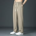 thumbnail image 4 of sunsanly Men Sport Pants Loose Straight Wide Leg Drawstring Elastic Waist Soft Breathable Solid Color Gym Traning Jogging Sweatpants Full Length Trousers, 4 of 8
