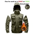 thumbnail image 6 of WTOBBY Men's Detachable Work Jacket, Solid Color Plush Lined Zippered Coat with Multiple Pockets, Outdoor Casual Long Sleeve Wear for All Seasons,Army Green L, 6 of 7