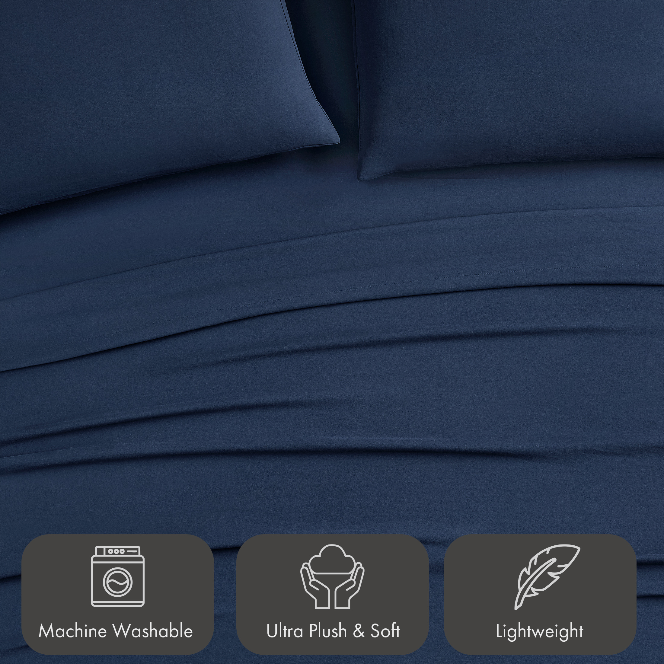 Pawz Full Sheet Set, Soft Microfiber Bed Sheets with 2 Pillowcases, Navy Blue, Full Size