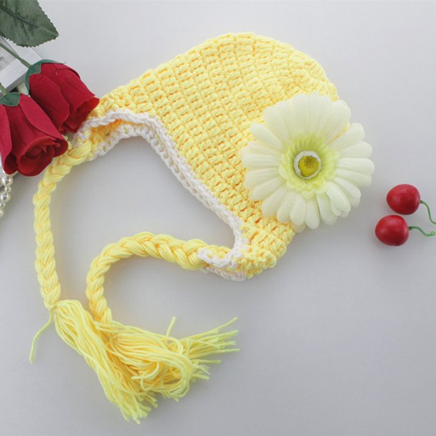 Vonky Lovely Sunflower Crochet Wool Knitted Hat Short Pants Flower knitted  baby hat short pant Newborn Baby Set Studio Photo Supplies