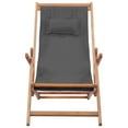 thumbnail image 3 of vidaXL Folding Beach Chair Fabric and Wooden Frame Grey, 3 of 5