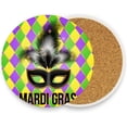 thumbnail image 2 of GZHJMY Mardi Gras Masquerade Party Mask Feather Drink Coasters 2PCS,Absorbent Coaster,Marble Style Ceramic Bar Coaster for Tabletop Protection,Suitable for Kinds of Cups, 2 of 6