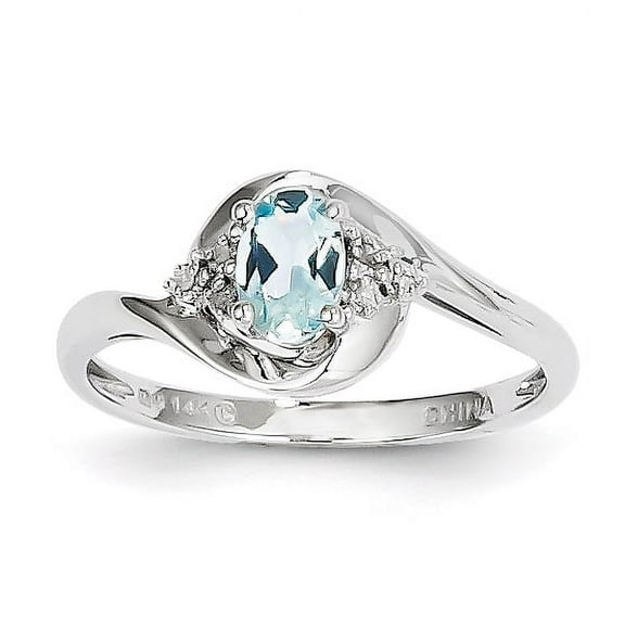 14k White Gold Aquamarine Diamond Ring