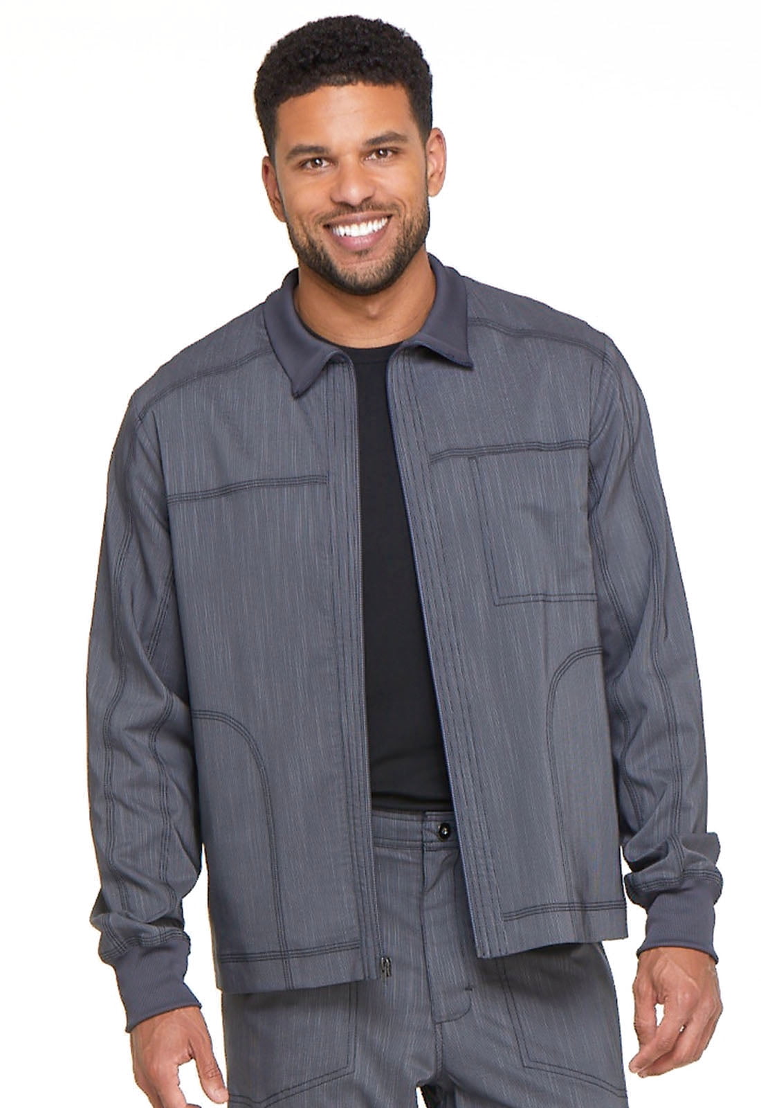 Dickies Advance Medical Scrubs Warm Up Jacket for Men Zip Front Moto