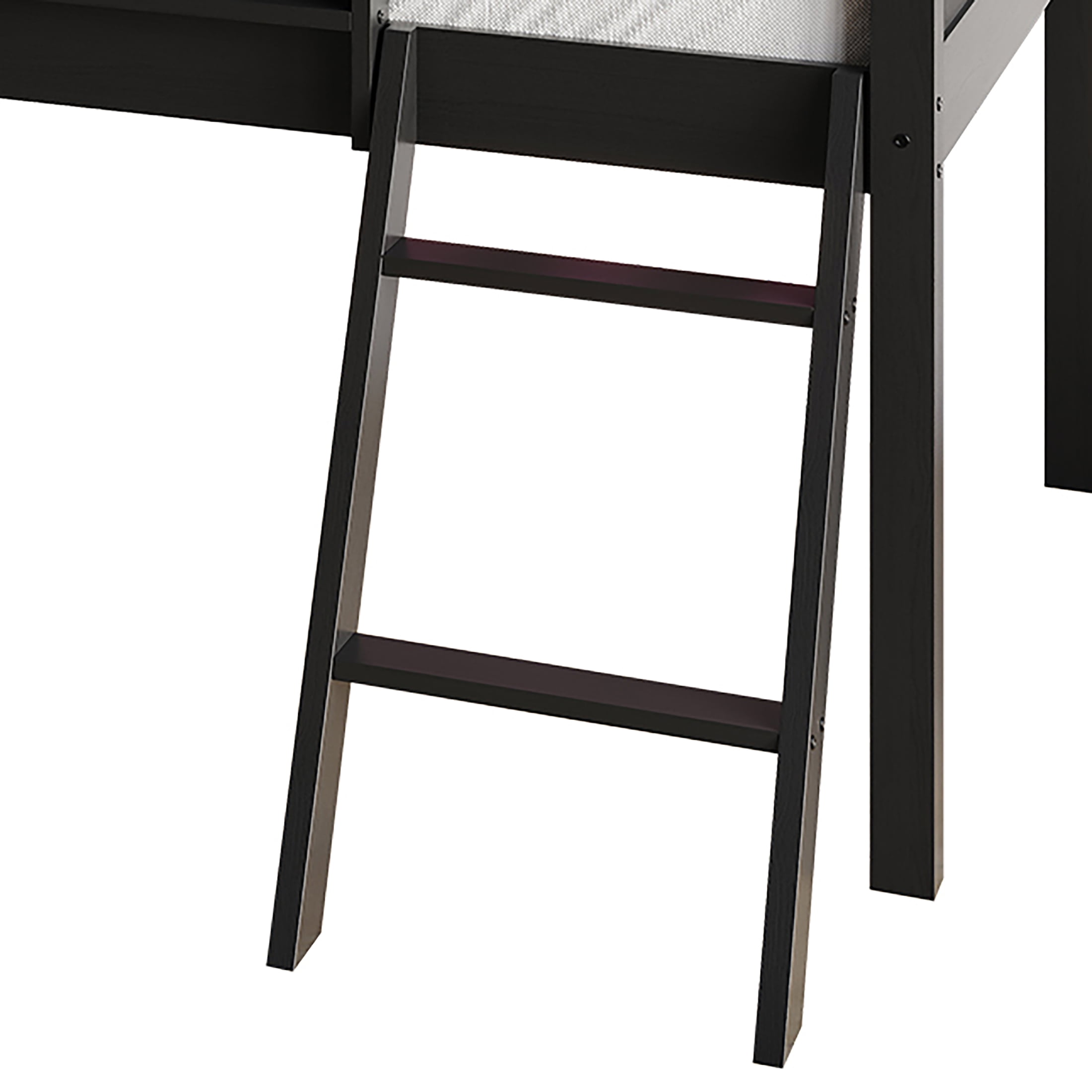 Castle Place Wooden Twin Junior Loft Bed with Chalkboard and Slide, Black