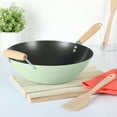 thumbnail image 2 of Martha Stewart Everyday Clarkston 14-inch Sage Carbon Steel Wok, 2 of 10