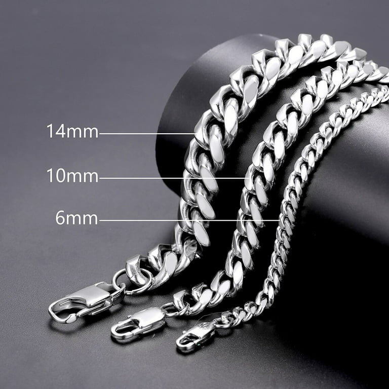 Mens Choker 20 Inch Stainless Steel 14MM Silver Miami Cuban Hip Hop Chain  Necklace 