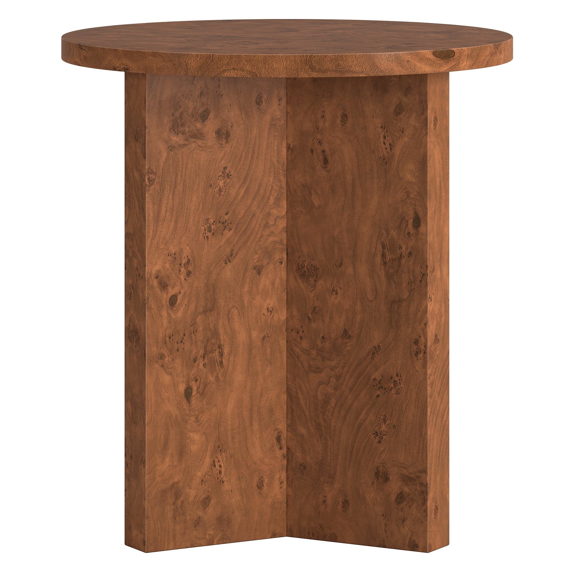 Evelyn&Zoe Scandinavian 20" Wide Walnut Burl Side Table