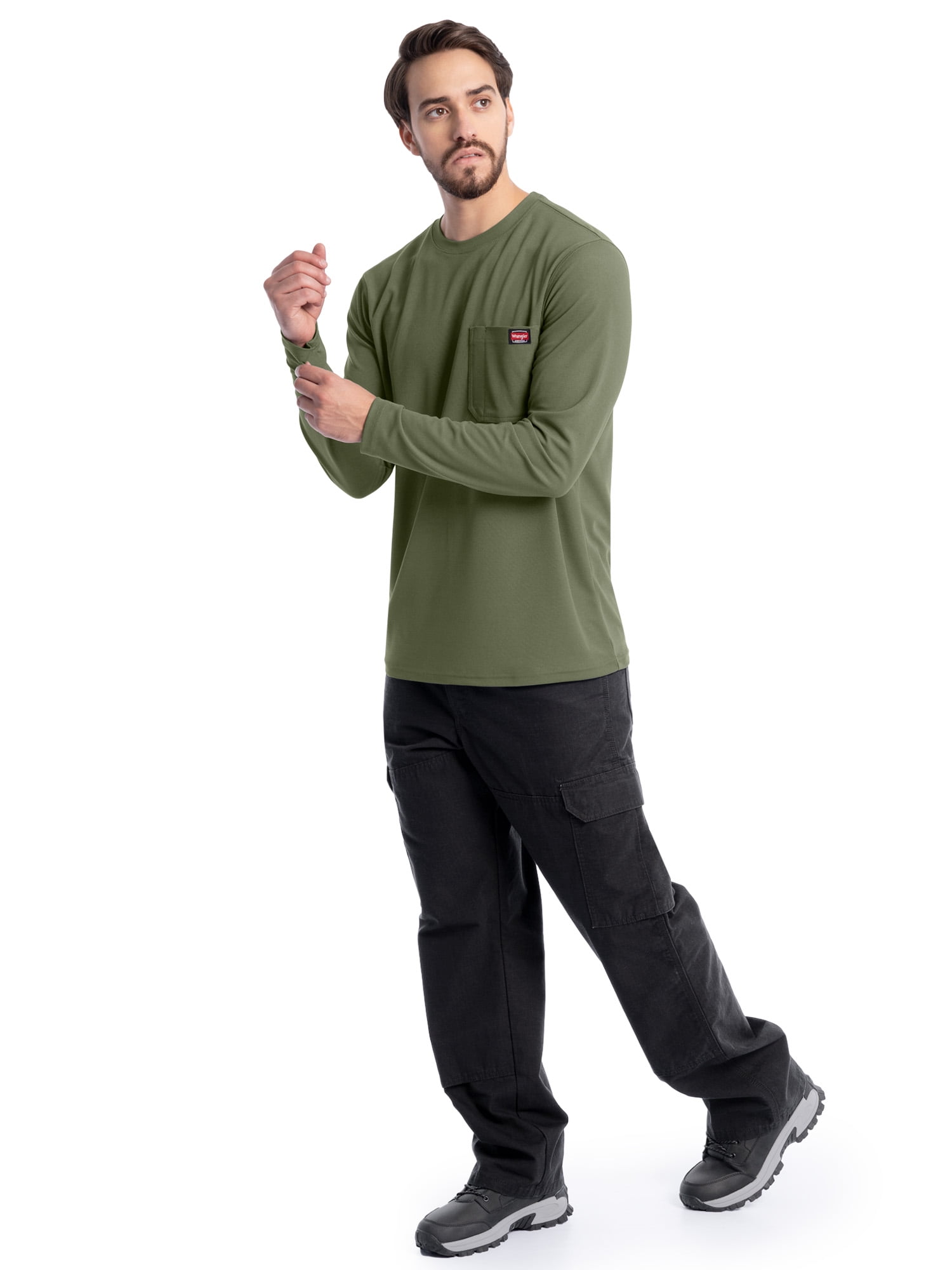 Wrangler Workwear Men's Long Sleeve Performance Work Pocket T-Shirt, Size S-5XL & LT-4XLT
