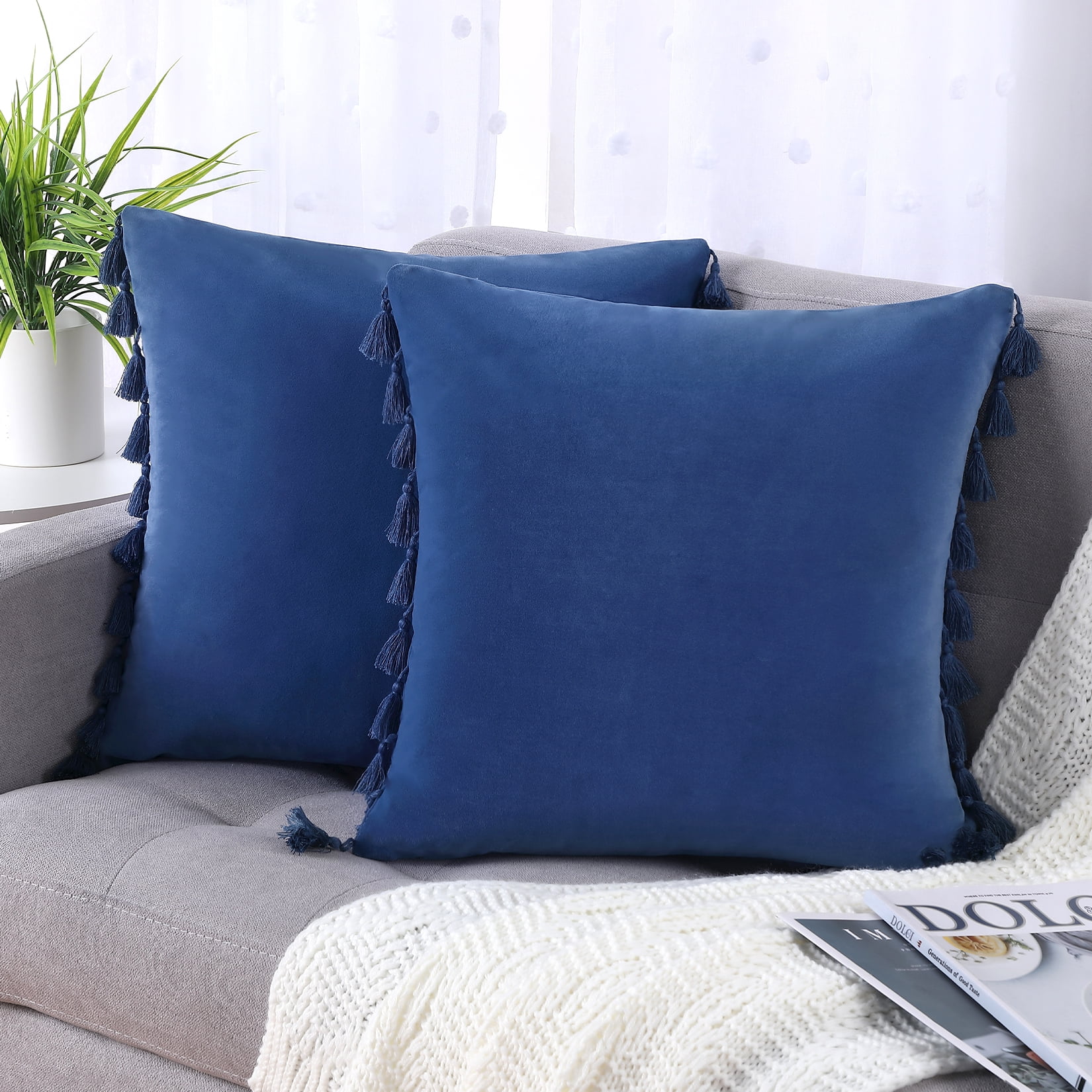 CAROMIO Square Throw Pillow Covers Soft Solid Luxury Velvet Cushion