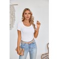 thumbnail image 3 of VICHVVY Womens Tops T-Shirts Short Sleeve Fashion Summer Fall Clothes One Piece Tops Ribbed Slim Fitted Shirts Tee Tshirts S-XL, 3 of 9