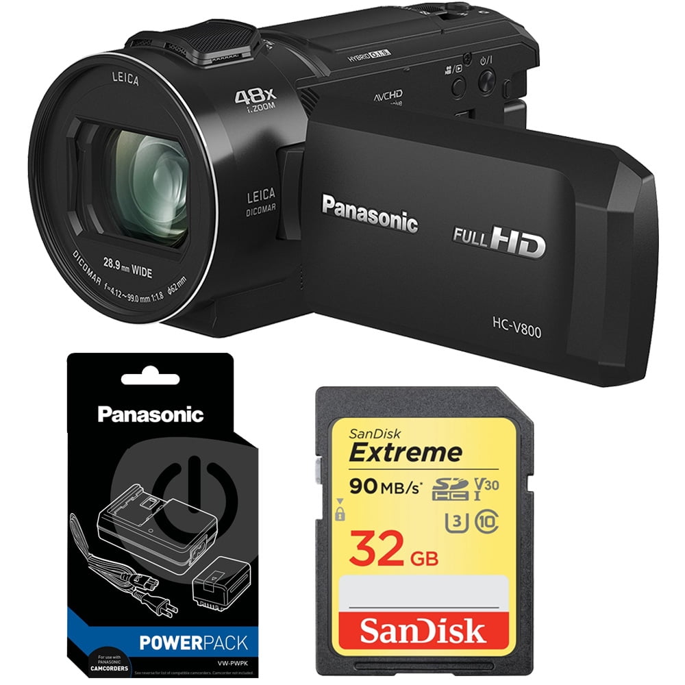 Panasonic HC-V800 Full HD Camcorder with 24x LEICA DICOMAR Lens with ...