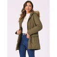 thumbnail image 3 of Unique Bargains Women Windproof Winter Parka Puffer Coat with Faux Fur Hood 2XL Khaki, 3 of 6