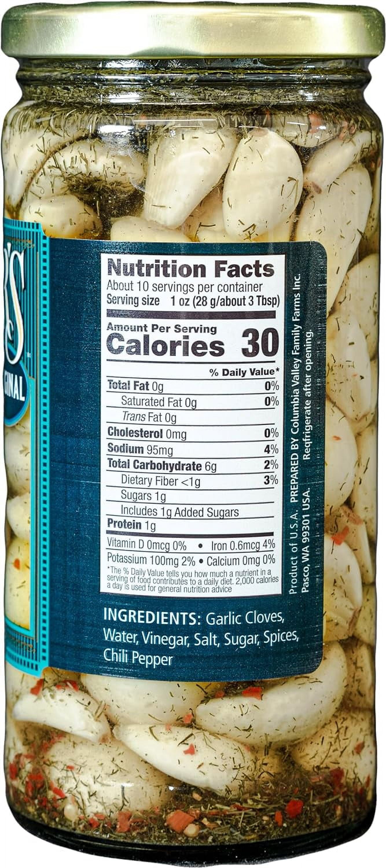 Foster's Pickled Garlic Cloves- Original- 16oz (2 Pack)- Pickled Garlic in a Jar with Red Pepper - Traditional Pickled Vegetable Recipe for 30 years - Gluten Free, Fat Free, NO Preservatives