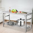 thumbnail image 1 of Table de Travail Pliant en Acier Inoxydable 60"x24 Pouces, Table de Préparation Commerciale Robuste avec Tablette Inférieure Ajustable, 1 of 9