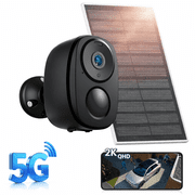 Solar Security Camera Wireless Outdoor - FHD 2K Battery Powered Cameras for Home Security Outside, 2.4G&5G WiFi Surveillance Indoor, AI Motion Detection, Color Night Vision, 2-Way Talk, Waterproof