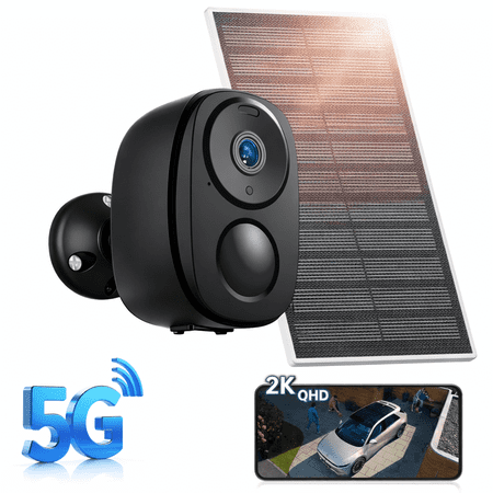 Solar Security Camera Wireless Outdoor - FHD 2K Battery Powered Cameras for Home Security Outside, 2.4G&5G WiFi Surveillance Indoor, AI Motion Detection, Color Night Vision, 2-Way Talk, Waterproof