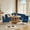 Blue, variant on 47" Farmhouse Round Dining Table Set for 4-6, 5 Piece Kitchen Breakfast Nook Set with Upholstered Loveseat, Chairs and Wood Table