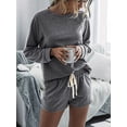 thumbnail image 6 of Women'S Two-Piece Sports Shorts Suit, Oversized Casual Suit, Sportswear, Autumn Clothing  Grey L, 6 of 8