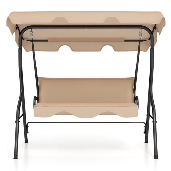Biotree 3-Seat Outdoor Patio Canopy Swing Chair with Cushioned Steel Frame, 440 LBS Capacity Porch Swing Glider for Backyard Garden Deck Poolside Yard, Multicolor