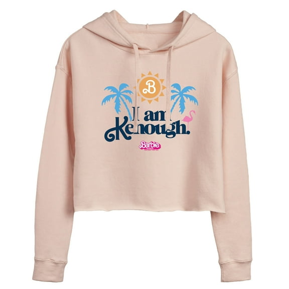 Barbie The Movie - I Am Kenough Palm Trees - Juniors Cropped Pullover Hoodie