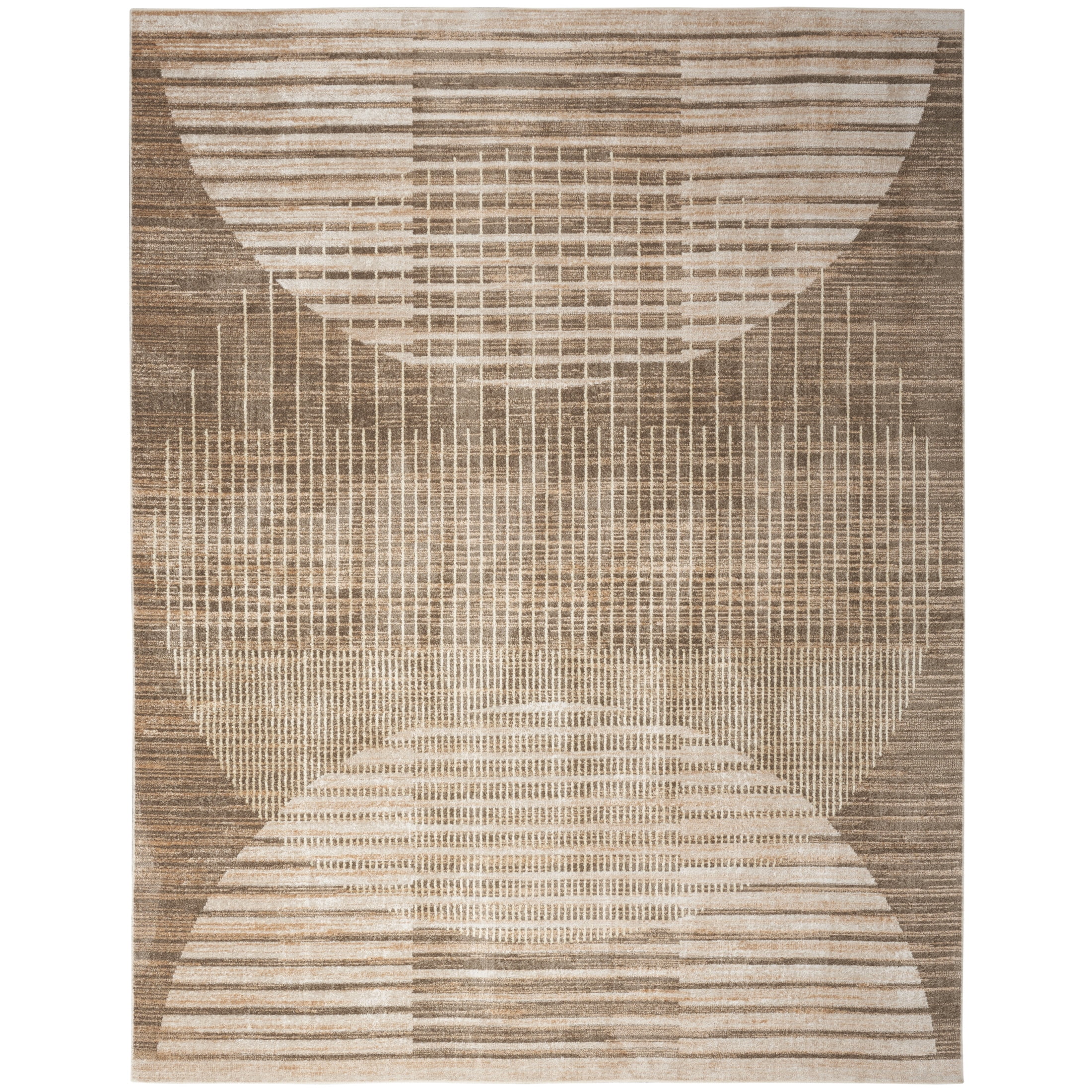 Nourison Astra Machine Washable 6'7" x 9' Latte Mid-Century Modern Indoor Rug