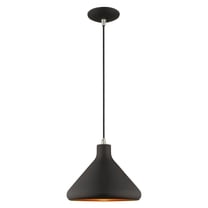 41178-04 Livex Lighting Metal Shade - 1 Light Mini Pendant in Coastal Style - 10.5 Inches wide by 14 Inches high-Black Finish    -Traditional