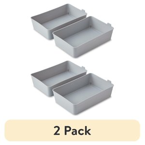Mainstays 2-Pack Flexible Drawer Storage Organizer Bins, Gray