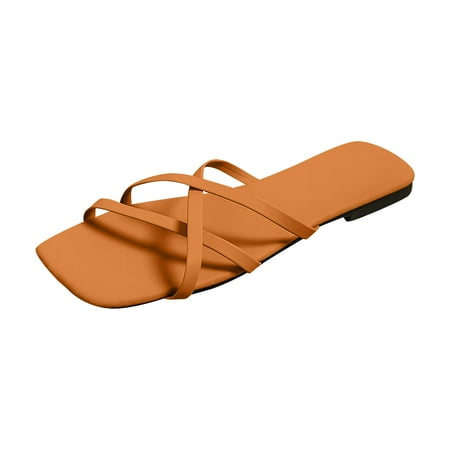 

Women Sandals clearance for Juebong Women s Strappy Slide Flat Sandal Fashion Slippers Slip On Sandals Slides Casual Peep Toe Beach Summer