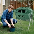 thumbnail image 2 of Costway 42-Gal Compost Bin Dual Chamber Composting Tumbler with 2 Sliding Doors Metal Frame Green, 2 of 9