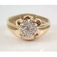 thumbnail image 2 of Flower Men's Ring Simulated Diamond 1.60Ct Round Cut Cluster Wedding Ring 14K Yellow Gold Plated 925 Silver, 2 of 5
