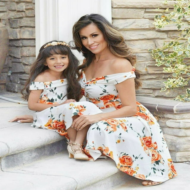 Robe Assortie Maman et Moi pour la Famille, Robe Maxi Florale de Fête Mère-Fille