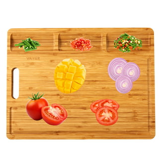 ecozoi Extra Large Bamboo Cutting Board with Containers, Wood Cutting Board  with 4 Slide Out Trays, Eco Friendly Non Slip Chopping Board, Wooden