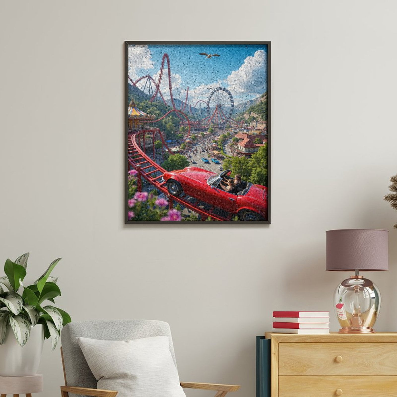 Paint By Numbers Kit for Adults Beginner - DIY Roller Coaster Adventure Scene Canvas Painting Kits for Adults, Frameless Paint By Number for Adults for Home Wall Decor 16x20 Inch