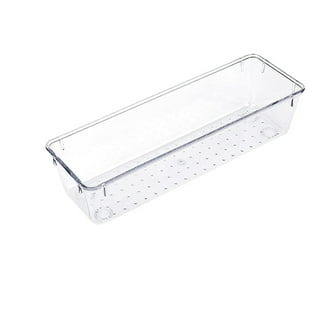 LotFancy 3 Clear Plastic Drawer Organizers, 12x6x2 in Drawer Storage  Containers 