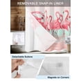 thumbnail image 3 of No Hook Cloth Fabric Shower Curtain with Snap in Liner, Pink Flamingo Waterproof Shower Curtains Set with See Through Top Window, Summer Tropical Flamingo Hawaii Animals Bath Curtains Shower 60"x72", 3 of 6