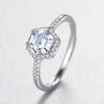 thumbnail image 2 of Womens Hexagonal Simulated Diamond Ring Geometric Silver Ring Korean Style For Women Fashion Accessory Jewelry, 2 of 5
