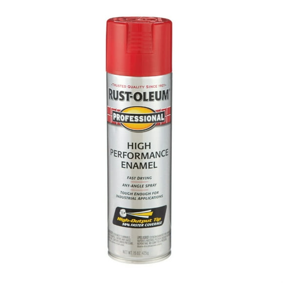 Rust-Oleum 7564838 Professional High Performance Enamel Spray Paint, 15 oz, 15 Ounce (Pack of 1), Gloss Safety Red, 15 Fl Oz