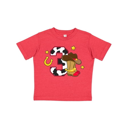 

Inktastic Cowboy Birthday Three Years Old with Cowboy Boots Gift Toddler Boy Girl T-Shirt