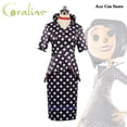 thumbnail image 5 of Disfraz de Coraline Mother para mujer, peluca, vestido de lunares, botones secretos, ojos, fiesta de Halloween, juego de rol aterrador, películas de terror, 5 of 5