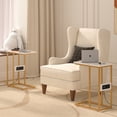 thumbnail image 4 of VECELO Set of 2 C Shaped End Table with Charging Station, Small Side Tables C Couch Table for Living Room, Bedroom, Sofa Table with USB Ports and Outlets for Small Spaces, Gold, 4 of 8
