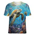 thumbnail image 5 of Nautical Green Sea Turtles Women's Short Sleeve Tops Casual Blouses T Shirt, 5 of 6