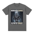 thumbnail image 4 of Camisetas de manga corta para hombre, ropa de calle de gran tamaño, divertida, de algodón, informal, Vintage, de Human By Chance, Alpha By Choice Wolf, 4 of 5