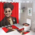thumbnail image 1 of Bad Bunny-theme 4-Piece Shower Curtain Set with Rugs, Waterproof Bathroom Decor Set Includes Bath Mat, U-Shaped Rug, Toilet Lid Cover and Curtain with Hooks, 1 of 6