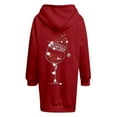 thumbnail image 5 of Aocisk Robe Longue à Capuche pour Femme avec Imprimé Festif de Noël pour les Fêtes, Confortable et Tendance, Chandail à Enfiler Rouge G, 5 of 5