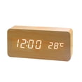 thumbnail image 1 of pitrice Wooden LED Alarm Clock with Temperature Sounds Control Electronic Digital Clock, 1 of 2