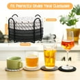 thumbnail image 2 of AOWOO 8-Piece Absorbent Polyester Minimalist Vintage Coaster Set, Gray Stripes Dots, 2 of 7