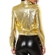 thumbnail image 3 of Chaquede chándal pamujer Chaquemetálide manlarbrillante holográficon cremalleen parte delanteOro amarillo XL, 3 of 7
