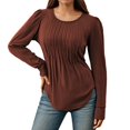 thumbnail image 1 of Huaizzzy Arrivées d'Automne Blouse Chemise à Manches Longues Mode Décontractée Détail à Volants Tunique à Col Rond Bas Haut pour Grande Taille4x Hauts pour Femmes Grande Taille Vêtements Grande Taille pour Femmes Chemises Juniors à Moins de 10, 1 of 5